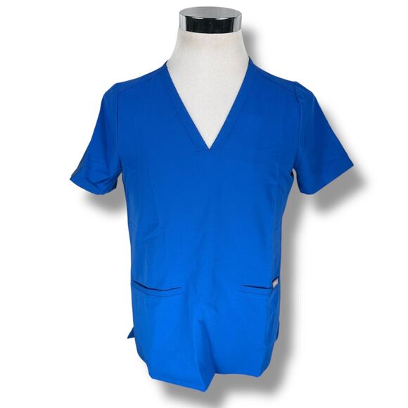 Figs Casma Three Pocket Scrub Top Women’s Medium Royal Blue Short Sleeve NWT New - Picture 1 of 9